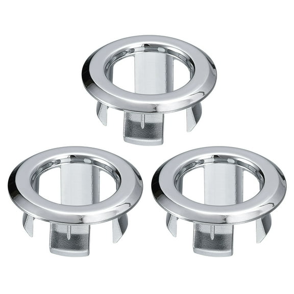 Uxcell 3 Pack 24mm Sink Trim Overflow Cover Ring Hole Insert in Round Caps Silver