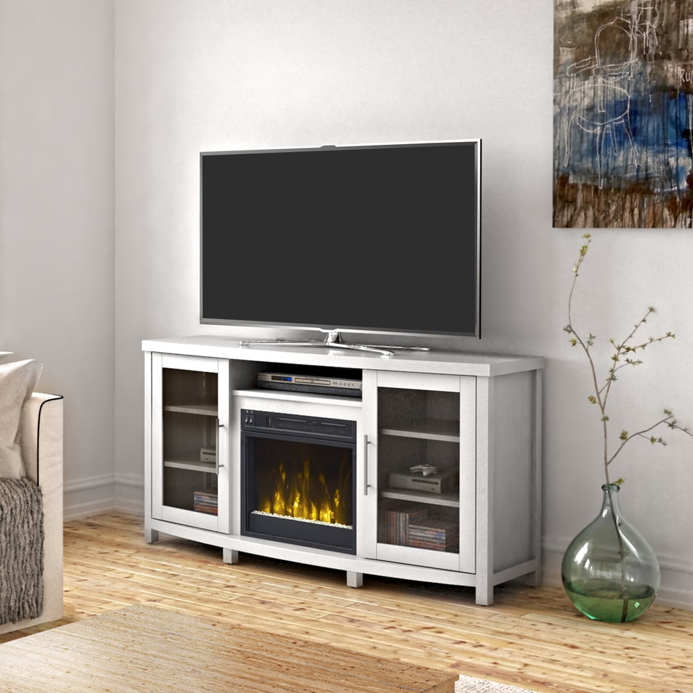 Sea Meadow White TV Stand for TVs up to 60" with Electric Fireplace