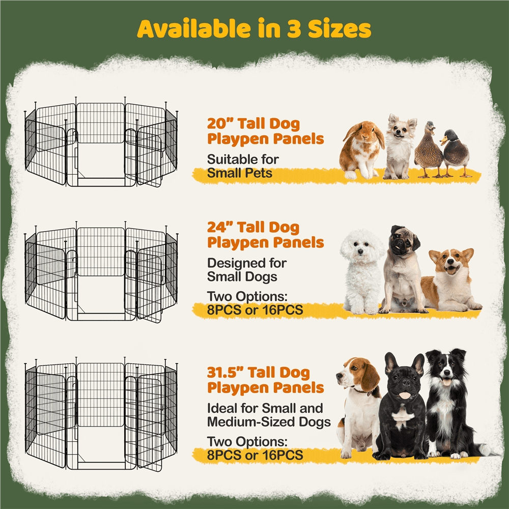 Renwick 8 Panels 20" Tall Foldable Dog Playpen Panels, Black
