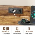 thumbnail image 4 of 35.4” File Cabinet, Filing Cabinet fits Letter/A4 Size, 2 Drawe File Cabinets for Home Office with Power Strip, LED Lights, Lock, Open Shelf, Rustic Brown, 4 of 8