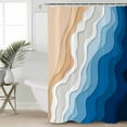 thumbnail image 2 of Small Stall Shower Curtain 36x78 Inch Narrow Half Size Blue Ocean Waves Bath Curtains Bathroom Decor Coastal Ombre Beach Abstract Aesthetic Waterproof Fabric Shower Curtain Set with Hooks 36 Inch, 2 of 6