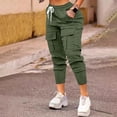 thumbnail image 4 of Lenpel Cargo Pants for Women Elastic High Waisted Drawstring Tapered Travel Hiking Pants Casual Athletic Joggers with Pockets, 4 of 7