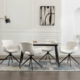 thumbnail image 3 of Swivel Dining Accent Chairs Set of 2, Modern Boucle Dining Chair Upholstered Fuzzy Chair with Arms Black Metal Legs for Living Room Kitchen Bedroom Office, Beige, 3 of 6