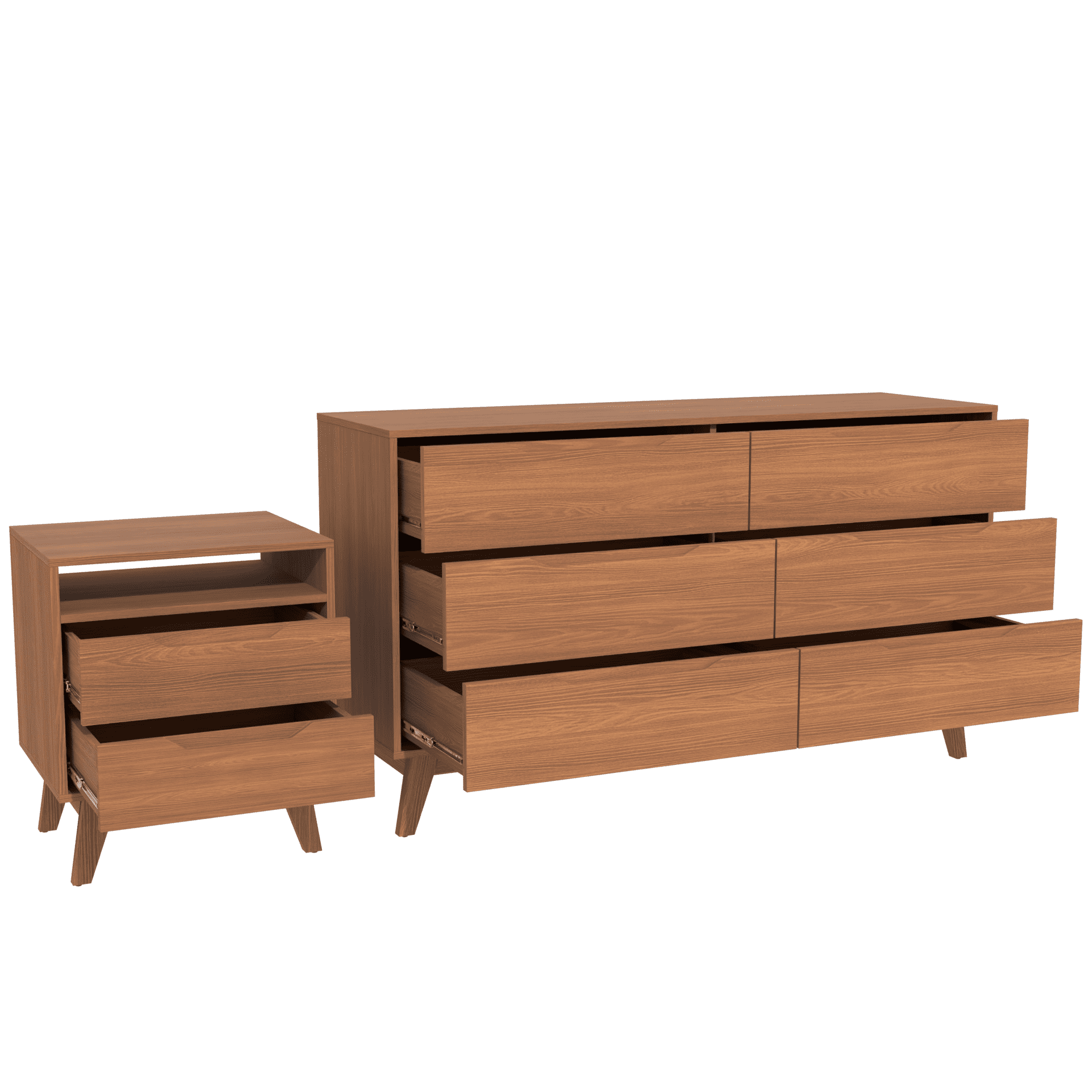 Kappesberg Bedroom Furniture Set with 6-Drawer Dresser and 2-Drawer Nightstand Golden Oak – Modern Storage Combo