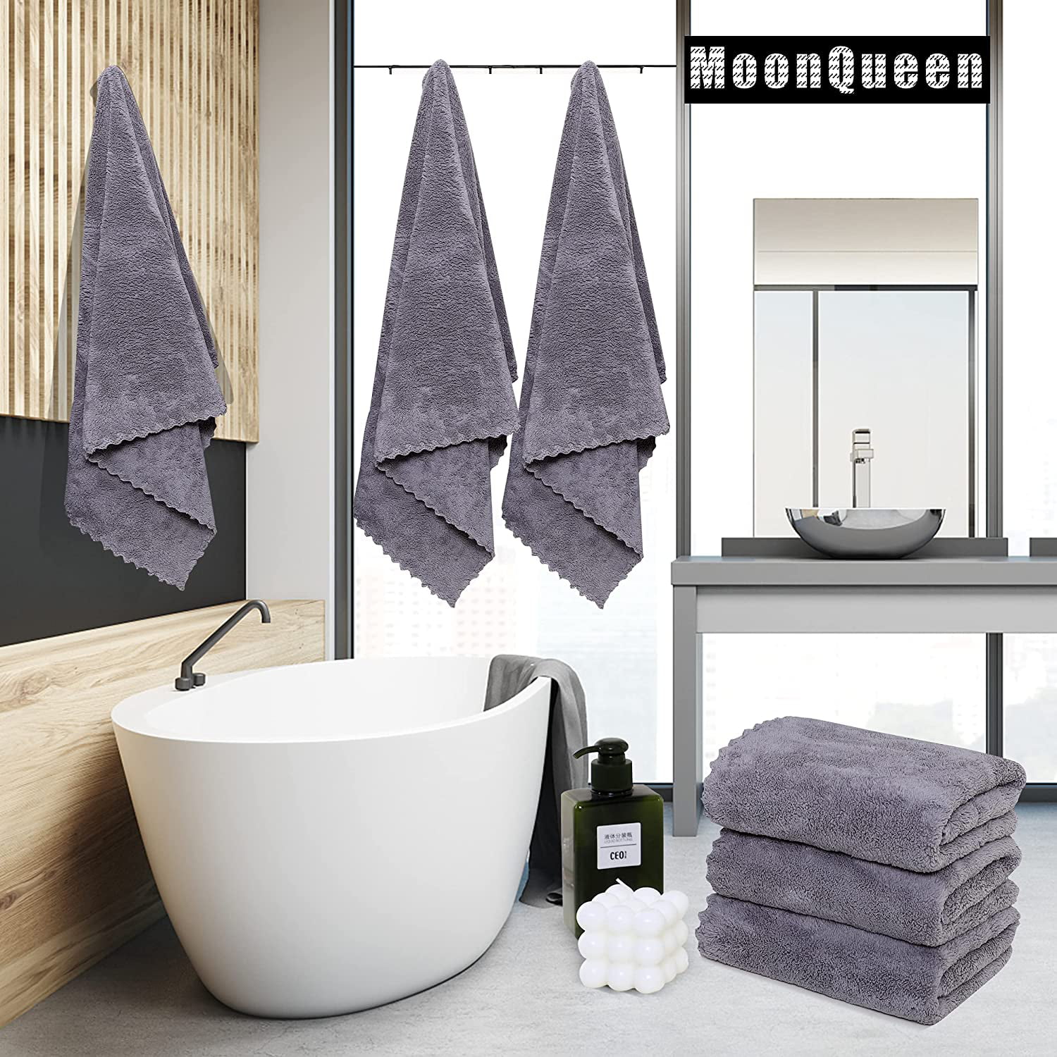 SEISSO Large Bath Towels for Bathroom, 35 x 63 inches Viscose Made