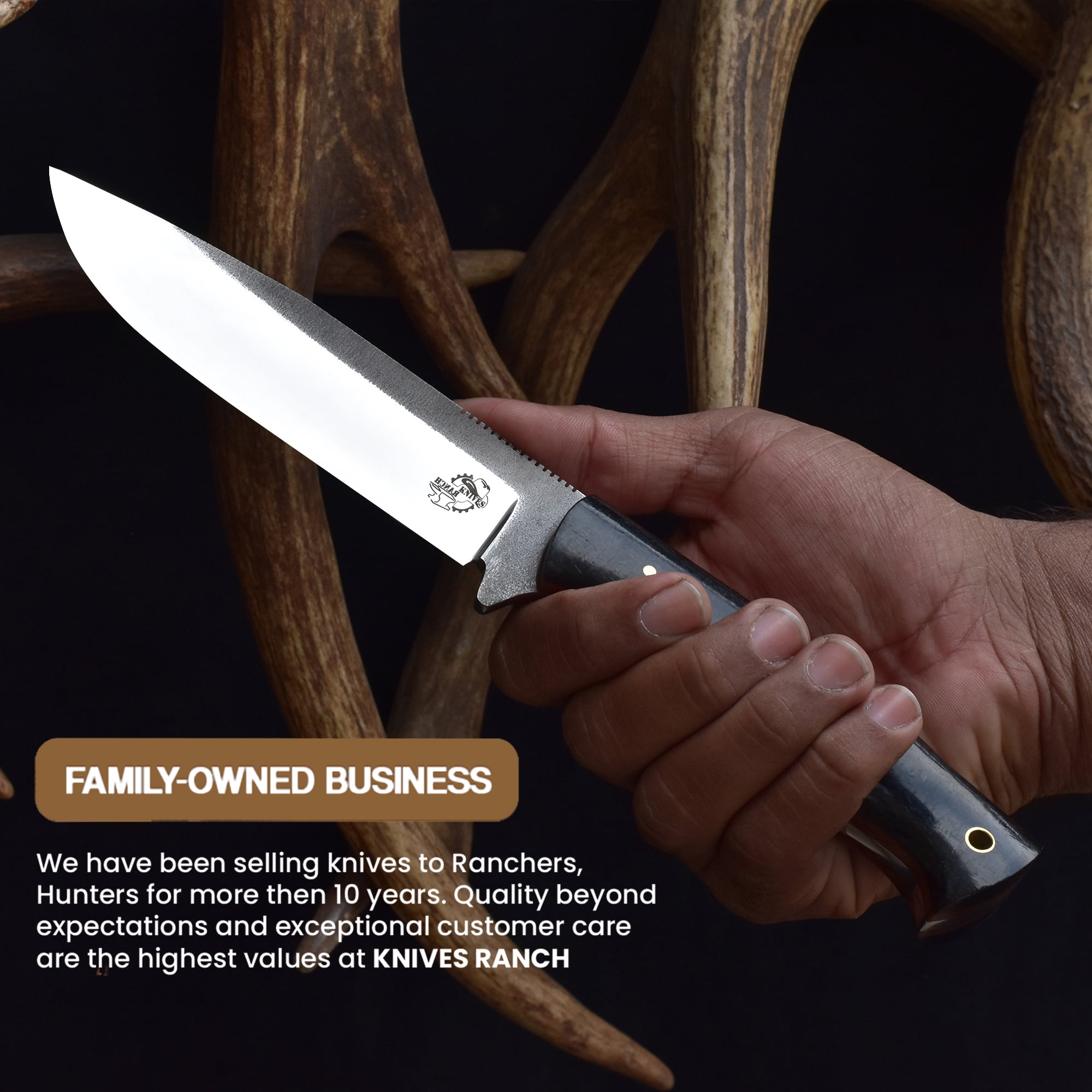 Knives Ranch 3095 440C Steel Bushcraft Knife with Micarta Handle – Fixed Blade Outdoor Knife, Durable Camping, Survival, Hunting & Utility EDC Tool