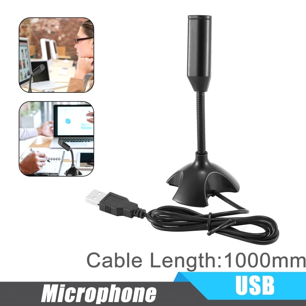 Mini USB Microphone for Desktop Computer and Laptop,Portable USB Condenser Mic With Adjustable Stand,Compatible with PC/Mac,Plug & Play,Ideal for Meeting,Online Class,Games,Remote work(Black)