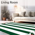 thumbnail image 2 of ODIKA 4'x6' Machine Washable Non-Slip Area Rug, Playful Cane Stripes with Holly Leaf Flourishes and Berry Details High Traffic Rug, Green, 639433, 2 of 7