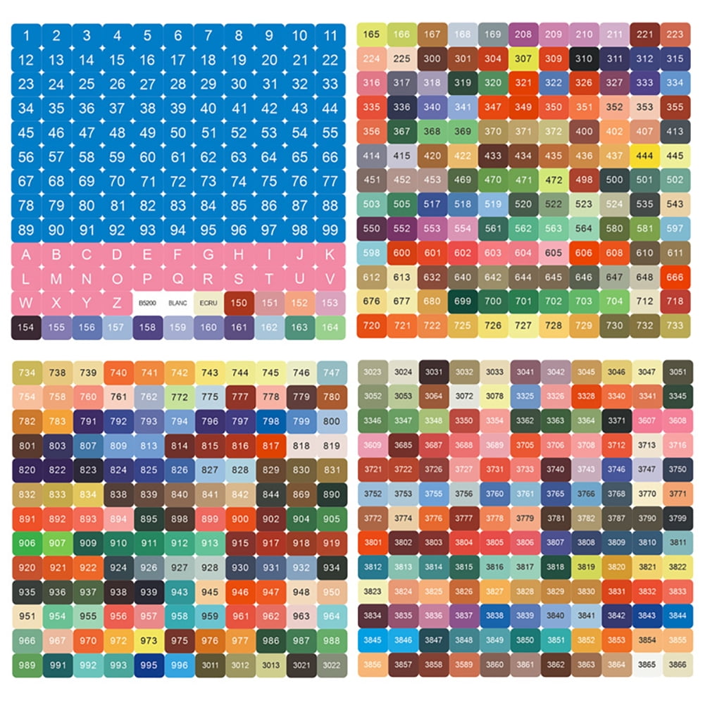 8 Sheets Color Number Stickers, Square Diamond Art Labels with