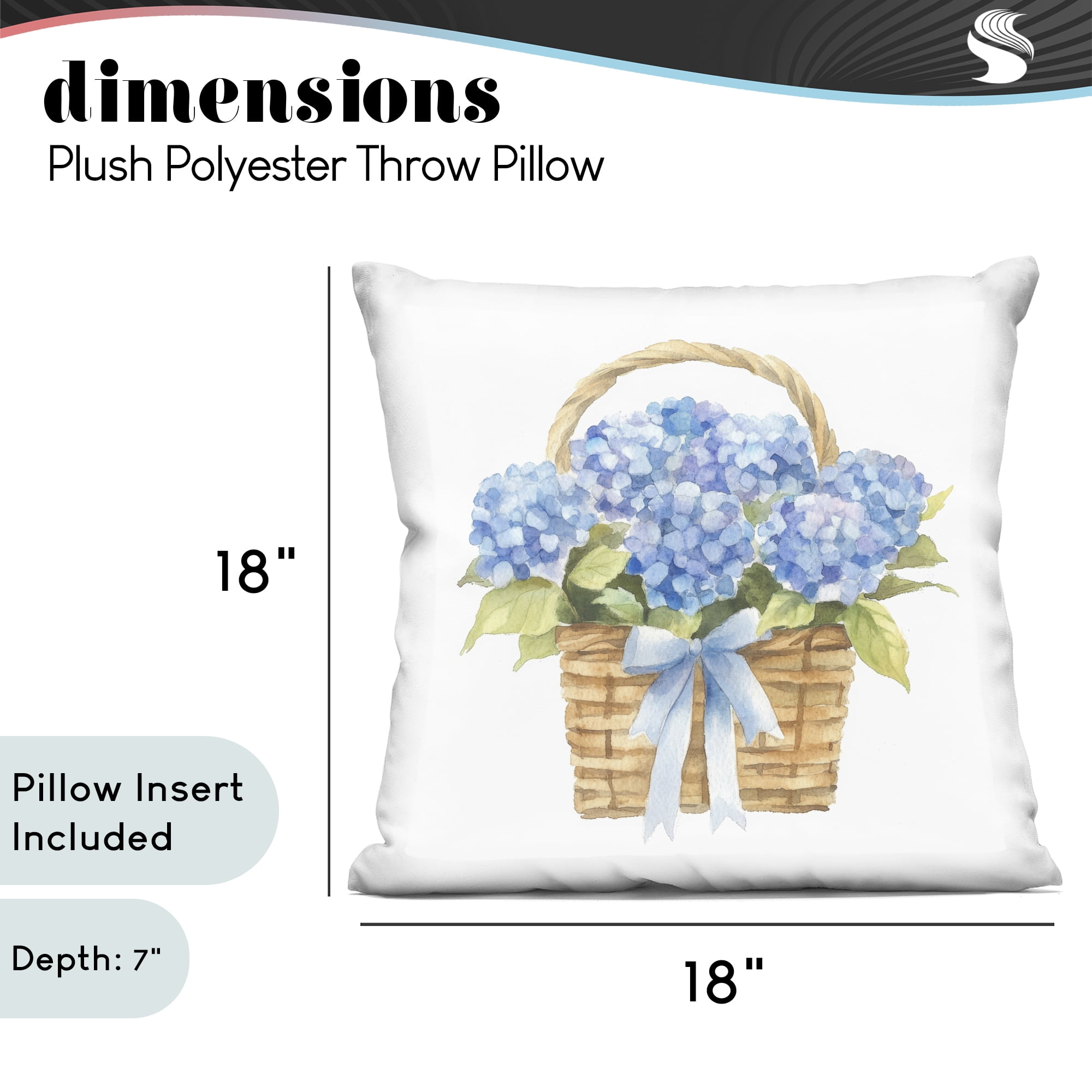 Stupell Industries Pretty Picnic Hydrangeas Decorative Printed Throw Pillow, design by Petal Prints Design