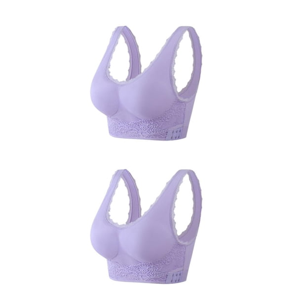 Minnieouse Sujetador deportivo sexy y de apoyo para mujeres que van al gimnasio, sujetadores inalámbricos, sujetador cómodo para mujeres, Púrpura XXL, 1 2piezas