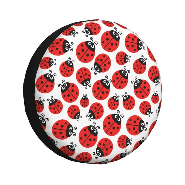 Fotbe Cartoon Ladybug Funda de Llanta de Repuesto con Estampado, Engrosada, Ajuste Universal para Jeep, Remolque, RV, SUV, Camión-15 inch