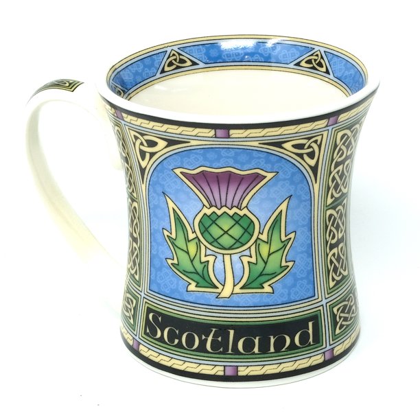 ROYAL TARA Scotland Mug with Made of Blue Thistle New Bone China Cup