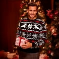thumbnail image 2 of Iceglad Men's Ugly Christmas Sweater Reindeer Snowflake Print Acrylic Knitted Pullover, 2 of 7