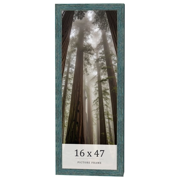 16x47 Frame Blue Rustic Barnwood Solid Wood Picture Frame Width 1.25 Inches | Interior Depth 0.5