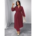 thumbnail image 5 of Wedding Guests Dresses Women Formal Maxi Dress Plus Size Twist Front V-Neck Wrap Cocktail Dress Evening Party Red XL, 5 of 8