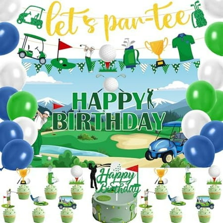 Golf Birthday Party Decorations - 34PCS Golf Birthday Decorations, Lets Partee Banners Balloons Backdrop Cake Topper Cupcake Toppers, Sport Themed Party Decor Supplies$$Electronics Accessories