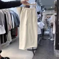 thumbnail image 5 of Vestido largo medio versátil con abertura lateral y cintura elástica de color sólido de moda para primavera, otoño y verano de 2023, recién llegado, 5 of 5