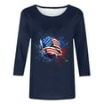 thumbnail image 5 of Dazajoo American Flag Shirts 4th of July Women Vintage USA Patriotic Shirt Summer Casual Round Neck 3/4 Sleeves T-Shirt Tops Blouse for Women 2024,Navy,XXL, 5 of 6