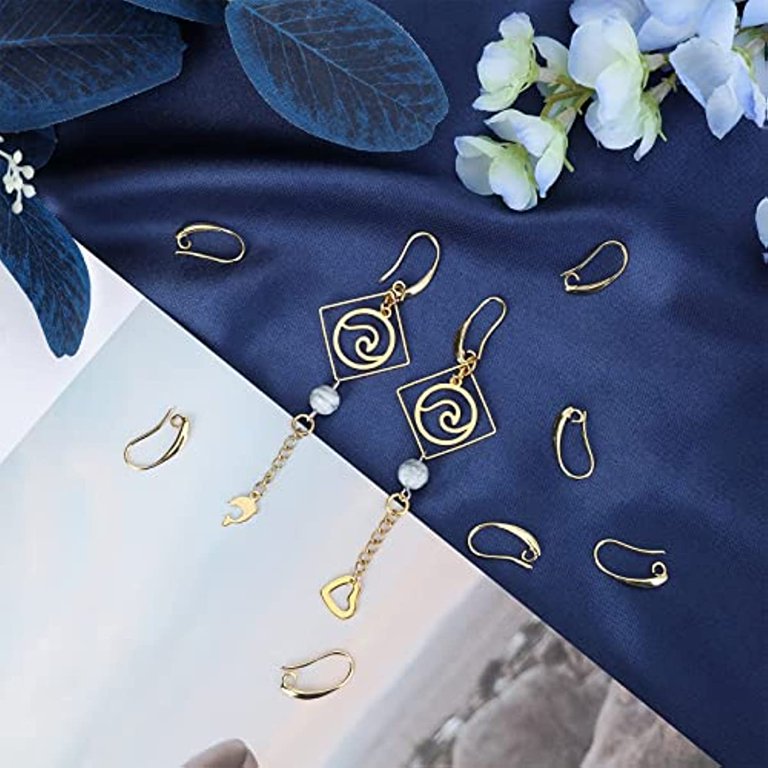 Gold Ear Hooks , Brass Earring Wires , Ear Wire , 18K Real Gold Plated  Brass Earring , Earring Hook, Flower Ear Hooks Earring Findings, DIY 