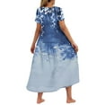 thumbnail image 6 of Viikei Women's Casual Tunic Short Sleeve Dress,Women's Flower Printing Casual Short Sleeve Crewneck Dress Casual Flowy Tiered Maxi Beach Dress Blue XL, 6 of 6