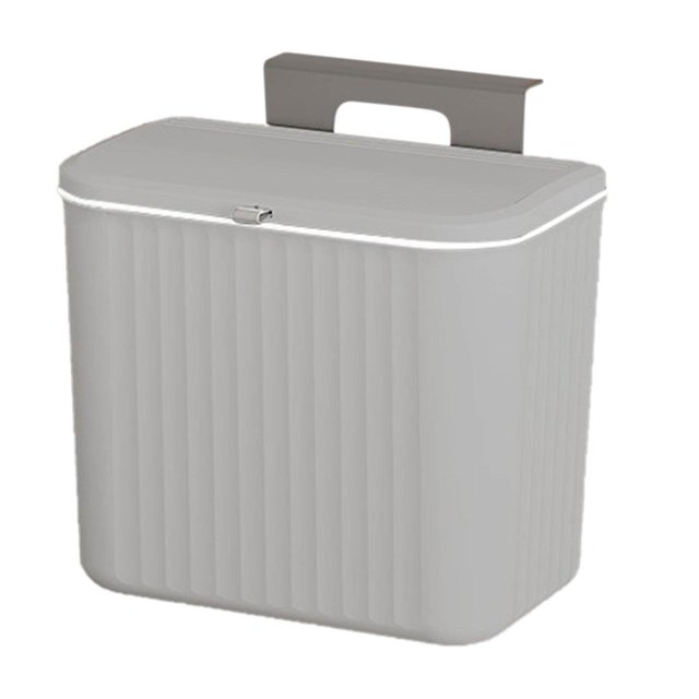 Langgg Kitchen Waste Compost Bin Multifunction Holder for Cabinet Door Countertop Grey 7L