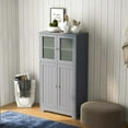 thumbnail image 3 of Costway Bathroom Floor Storage Cabinet Kitchen Cupboard with Doors&Adjustable Shelf Grey, 3 of 10