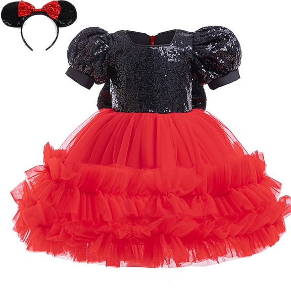 12M-6Y Baby Dress Sequins Bowknot Girls Wedding Pageant Tutu Gown Dresses with Headwear