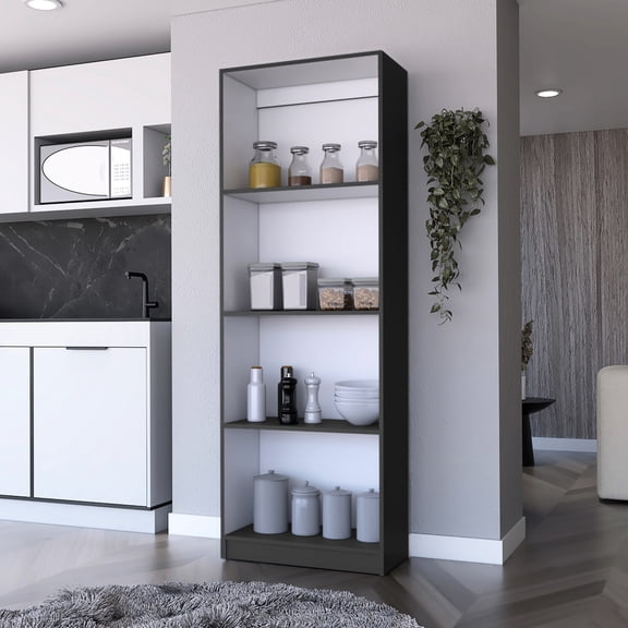 Bookcase With Open Shelves - 15.7"h X 18.3"h 23.5"w Seamlessly Blends Classic And Modern Maximizes Storage Multicolor Engineered Wood Ample Style. Four Shelves. Merge, Multicolor. Wood, 69.26"h