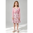 thumbnail image 3 of Lanbubble Girls Dress With Cardigan Set For Teen 7-14T Adjustable Cami Dress with Long Sleeve 2 Piece Set Pink Butterfly Fall Dresses, 3 of 8