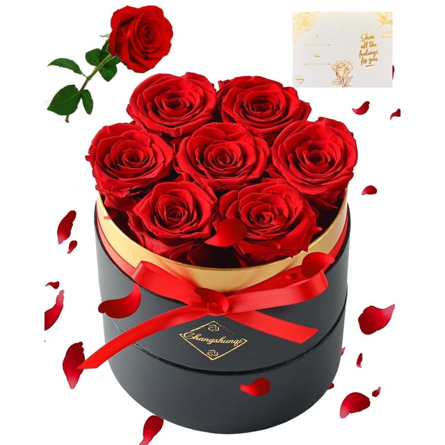 Rosas preservadas Forever Flowers Changshunqi en caja x7