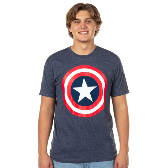 Marvel Captain America Men's T-Shirt Super Soldier Shield Design Adult Short Sleeve Superhero Tee