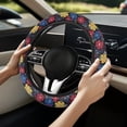 thumbnail image 2 of Uorisanigo Hibiscu 15 Inch Steering Wheel Cover Women Floral Print Car Steering Wheel Protector with Elastic Edge Comfortable Car Steering Wheel Cover for Winter Car Accessories Gift for Mom, 2 of 8