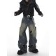 thumbnail image 4 of HOUZHOU-pantalones vaqueros de pierna ancha para hombre, ropa de calle, pantalones vaqueros desgastados holgados, calados, informales, estilo Hip Hop coreano, 4 of 5