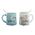 thumbnail image 3 of Ebros Pack Of 2 Valentines Love Pigs Blue And White Coffee Mugs With Lid & Spoon, 3 of 8