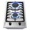 thumbnail image 6 of 2-Burners Gas Cooktop 12 inch Stainless Steel Kitchen Gas Hob NG/LPG Convertible Built-In Integrated, 6 of 15