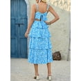 thumbnail image 5 of Spaghetti Strap Womens Floral Print Maxi Dresses Casual Sleeveless Ruffle Flowy Tiered Dress, 5 of 6