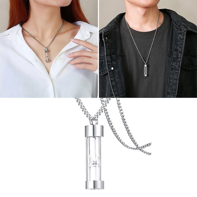 Colgante de cenizas, colgante de collar de reloj de arena de acero inoxidable,