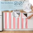 thumbnail image 4 of Coral Pink Striped Oven Skirt Curtain for Kitchen Decor 28"x35", Vertical Stripe Boho Minimalist Country Self Adhesive Stove Curtains Skirt Cabinet Curtains for Bathroom Laundry Room, 4 of 8