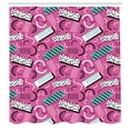 thumbnail image 2 of Ambesonne Abstract Shower Curtain, Retro Memphis Art on Pink, 69"Wx75"L, Pink Turquoise and White, 2 of 4