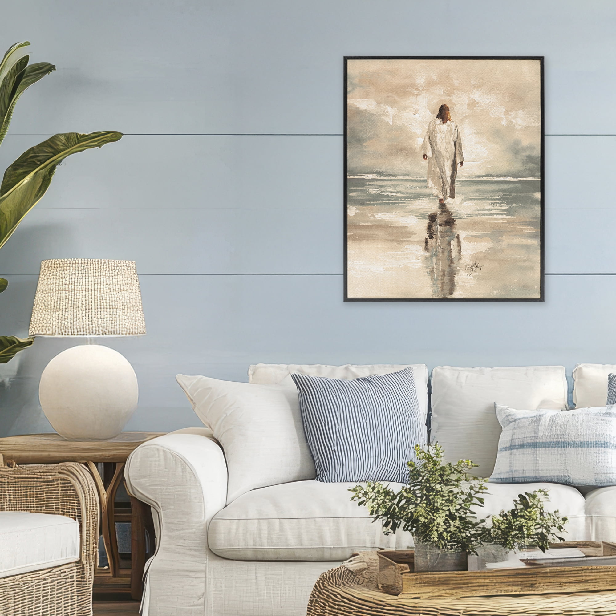 Stupell Industries Jesus Calms The Sea Black Framed Giclee Art, design by Elizabeth Medley