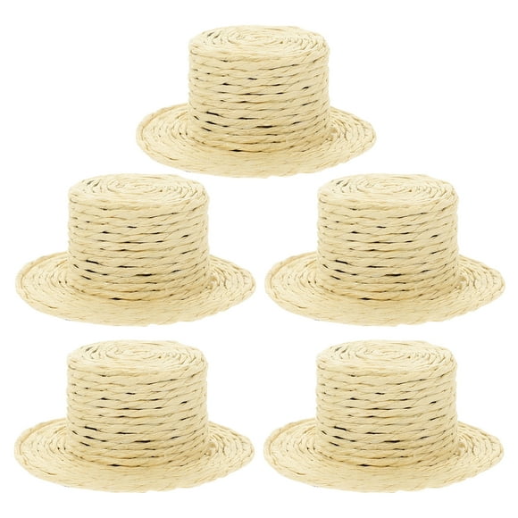 5 uds sombreros de paja pequeños sombrero de tejer en miniatura Mini sombrero de paja para manualidades DIY