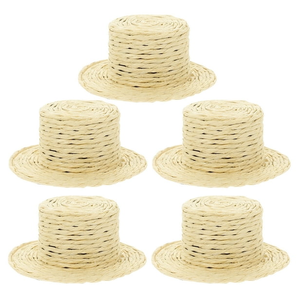 5 uds sombreros de paja pequeños sombrero de tejer en miniatura Mini sombrero de paja para manualidades DIY