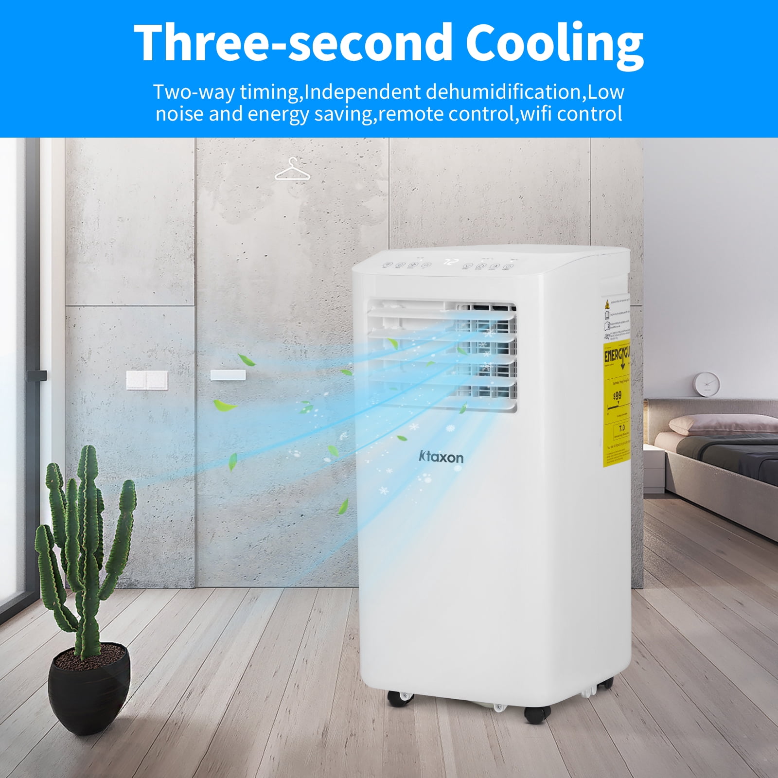 Ktaxon WiFi Enabled 7100BTU (10000BTU ASHRAE) Portable Air Conditioner & Dehumidifier Function With Remote Control & Window Kit
