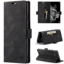 Wallet Case for Samsung Galaxy S23 Ultra, Premium PU Leather Card Slots Holder RFID Blocking Flip Folio Cover with Magnetic Closure Kickstand Soft Silicone Shockproof Case for Samsung S23 Ultra,Black