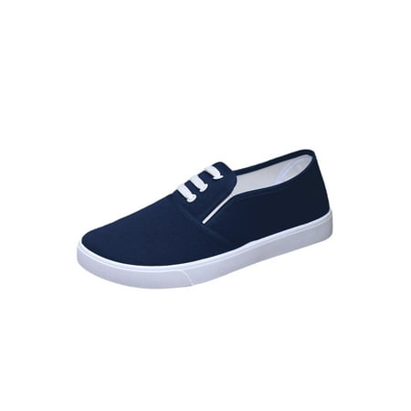 

SIMANLAN Ladies Skate Shoe Round Toe Sneaker Canvas Casual Shoes Women s Breathable Loafers Womens Slip On Flats Slip On Blue 7