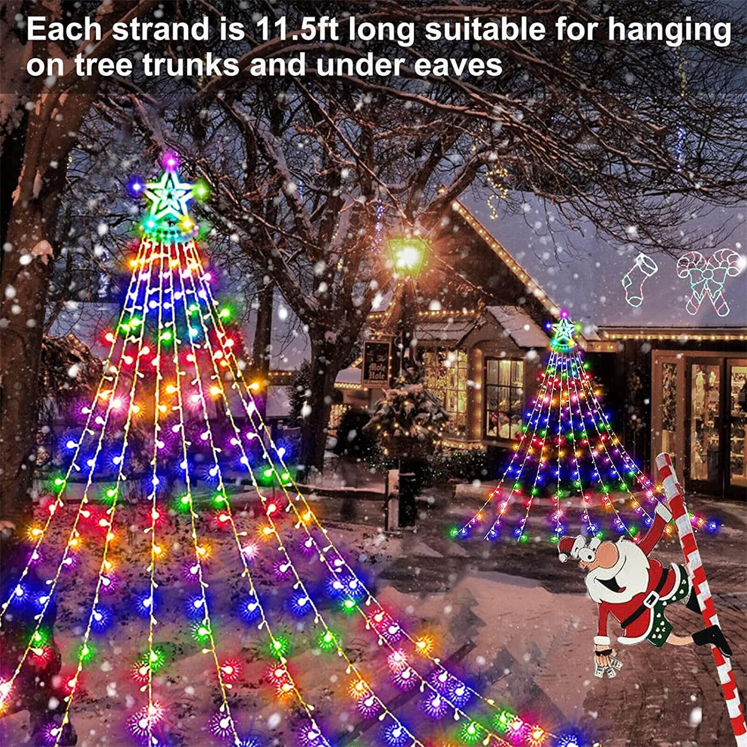 elitegadget Christmas Star String Lights - 355 LEDs Star Waterfall Light Christmas Enchanting Fairy String Lights + Remote Control For Outdoor Indoor Garden Yard Party Decoration (Multi-Color)