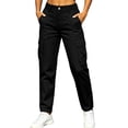 thumbnail image 2 of Tqcoqu Women's High Waist Cargo Pants with Multi Pocket,Elastic Back Waist Straight Leg Long Casual Outdoor Work Trousers,Black Women's S-XXL, 2 of 7
