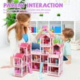 thumbnail image 3 of 16 Rooms Pink Dollhouse for Girls Ages 3+, with Furniture, Accessories, Colorful Lights and 3 Dolls, Pretend Play Gift, 3 of 9
