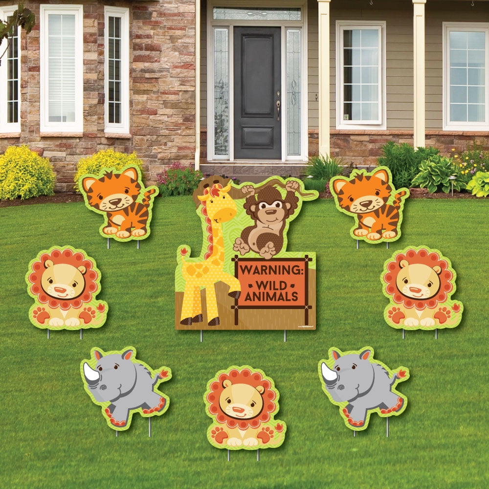 Funfari Fun Safari Jungle Yard Sign & Outdoor Lawn Decorations